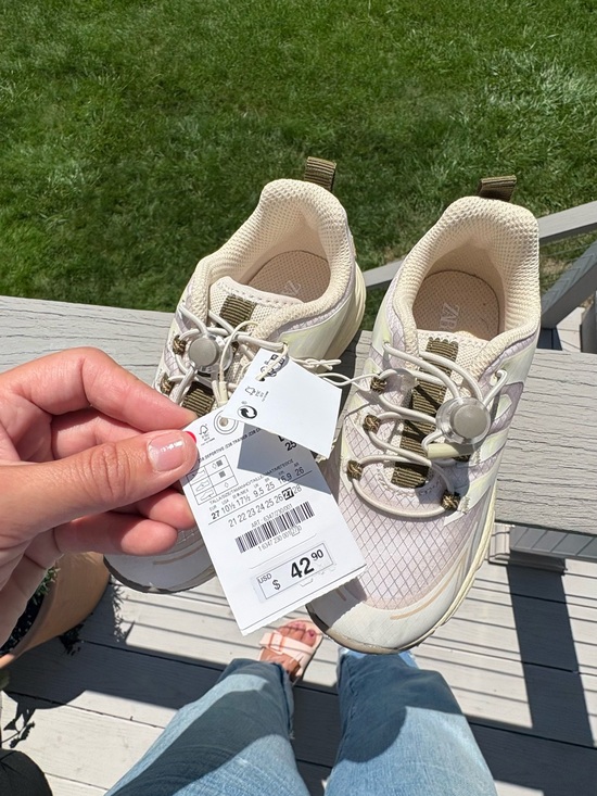 Zara Other - Zara Cream and Light Green Kids Sneakers - Lace Toggle Trainers